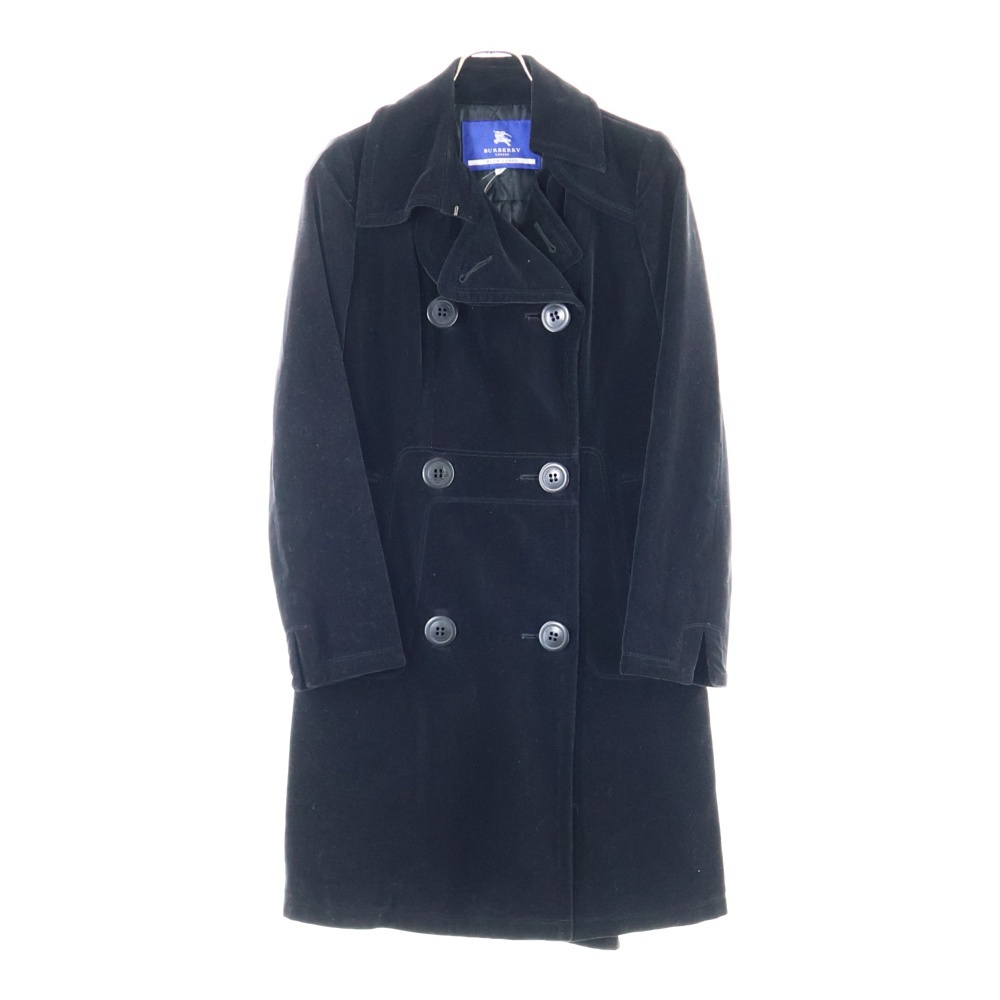 BURBERRY BLUE LABEL バーバリーブルーレーベル ベルベットピーコート 裏地キルティング ロングコート ブラック FNF43-770-09拍卖
