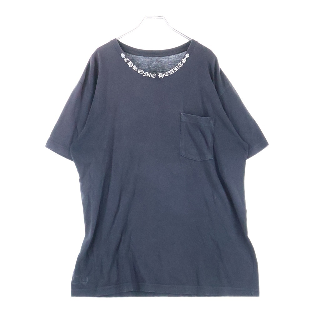 CHROME HEARTS クロムハーツ NECK LOGO TEE ネックロゴ バックプリント ホースシュー 半袖Tシャツカットソー ブラック拍卖