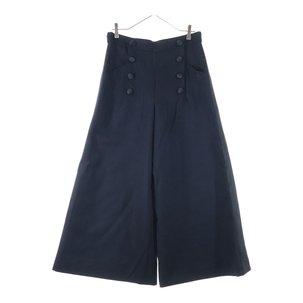 シャネル ココマーク ロゴプレート マリンボタン サイドライン ウール シルク ワイドストレート パンツ レディース P59101V38602拍卖