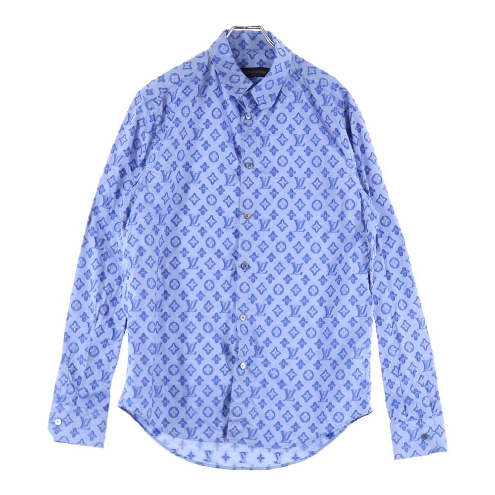LOUIS VUITTON ルイヴィトン 21AW モノグラム総柄長袖シャツ ブルー RM212Q DO7 HLS51W拍卖