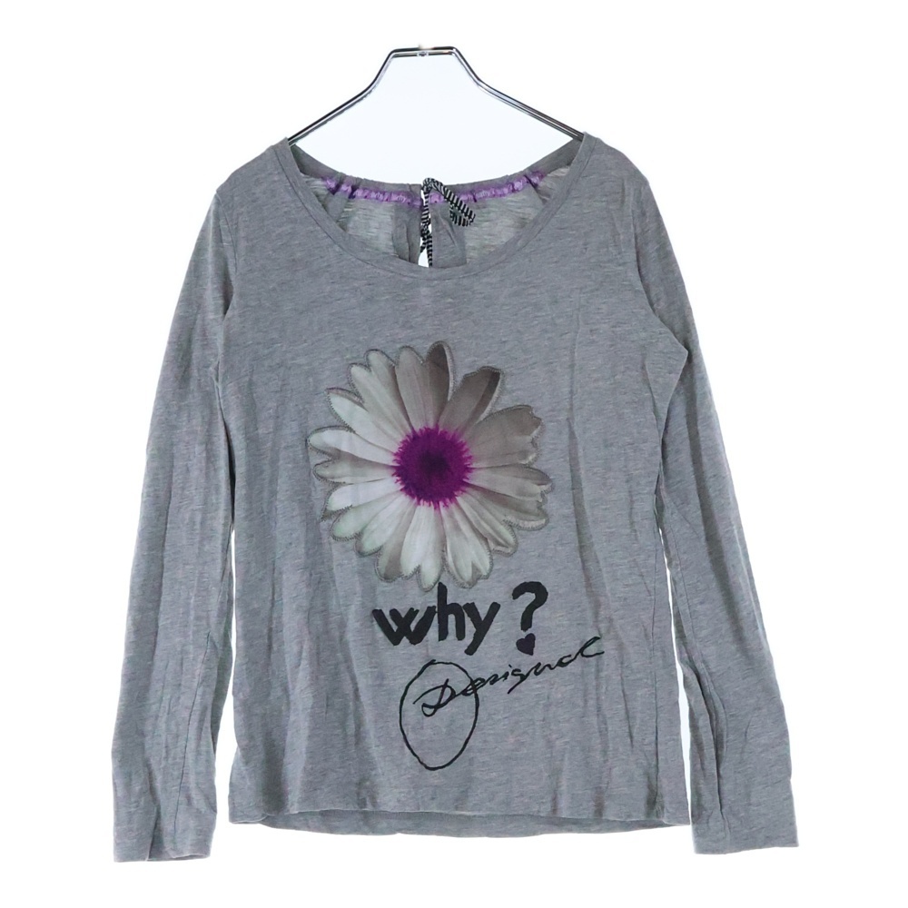 Desigual デシグアル 花刺繍 クルーネック長袖Tシャツ カットソー レディース グレー 47T2609拍卖