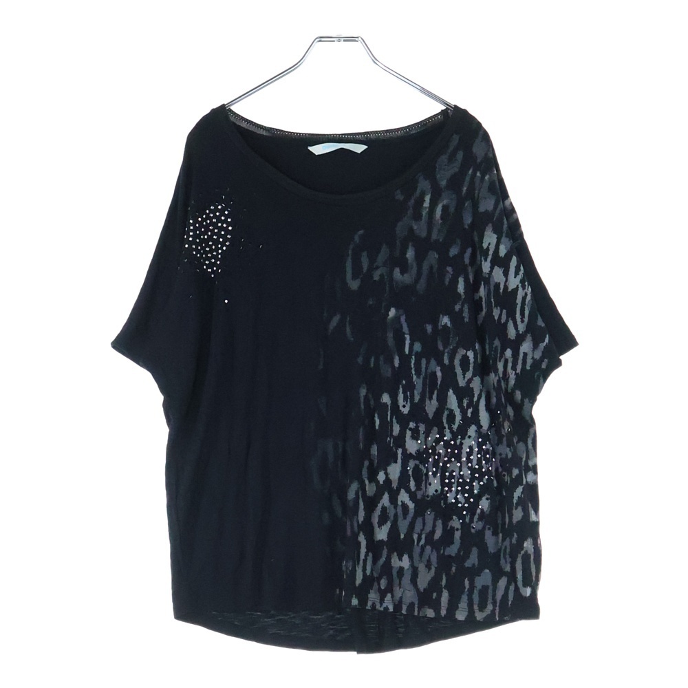 Desigual デシグアル スタッズ付き クルーネック半袖Tシャツ カットソー ブラック 72T2EA3拍卖
