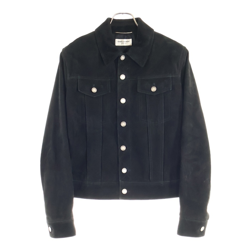 SAINT LAURENT PARIS サンローランパリ スエードレザー ボタンフライ ジャケット ブラック 460988拍卖