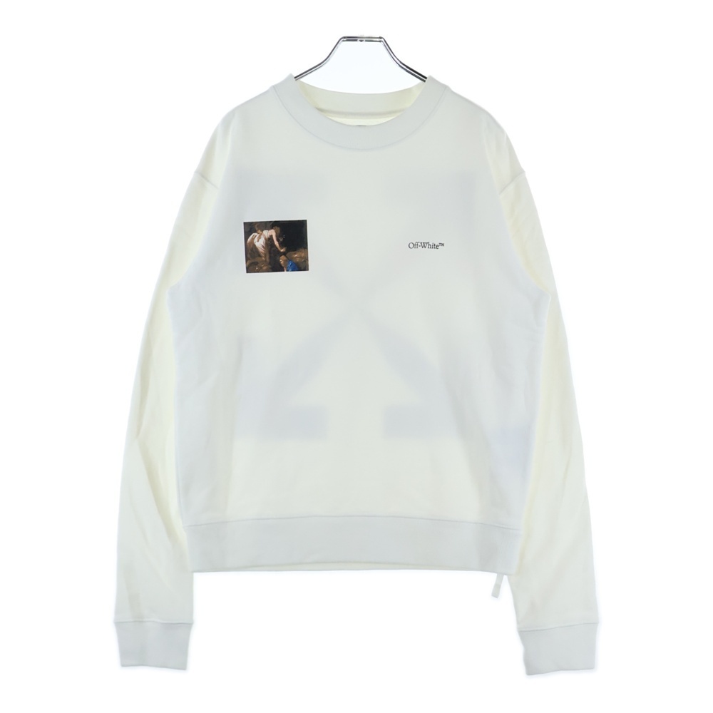オフホワイト 20AW Caravaggio Angel Arrow Logo Sweatshirt カラヴァッジョ クルーネックスウェットトレーナー ホワイト OMBA025E20FLE005拍卖