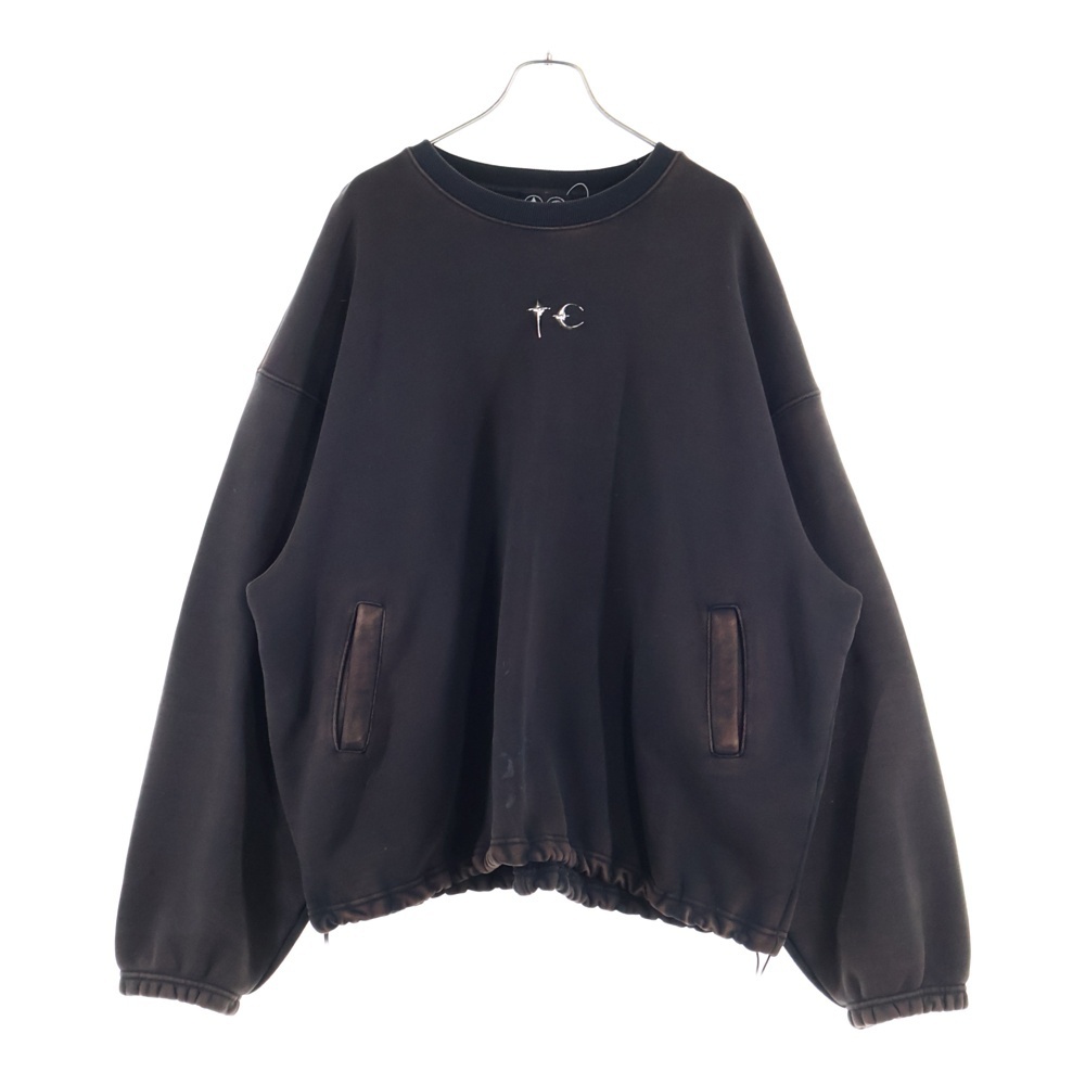 THUG CLUB サグクラブ 24SS フロントロゴ ドローコード付き クルーネック スウェット トレーナー ブラウン拍卖