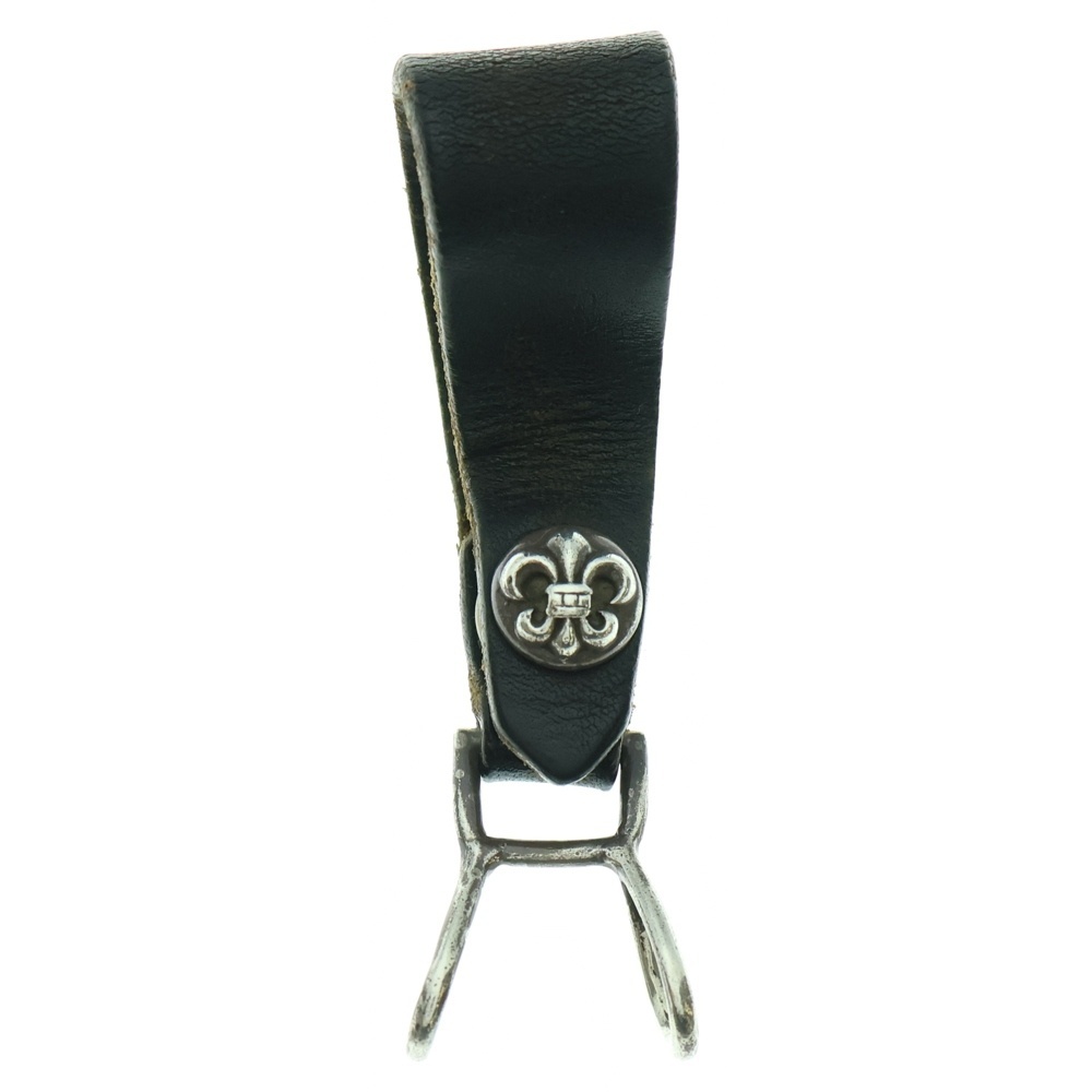 CHROME HEARTS クロムハーツ BELT LOOP BSフレアボタンレザーベルトループ シルバー/ブラック BCA401拍卖