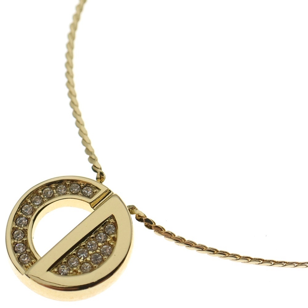 Christian Dior クリスチャンディオール CDロゴ ラインストーン付チェーンペンダントネックレス ゴールド レディース拍卖