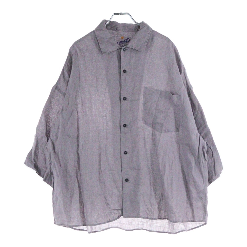 NO BRAND ノーブランド STANDARD WEAR リネン半袖シャツ パープル拍卖