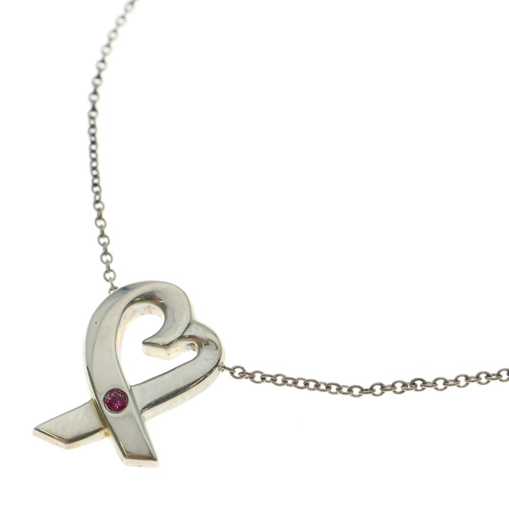 TIFFANY&Co ティファニー パロマピカソ ラビングハート 1Pピンクサファイア付チェーンネックレス SV925 シルバー レディース拍卖