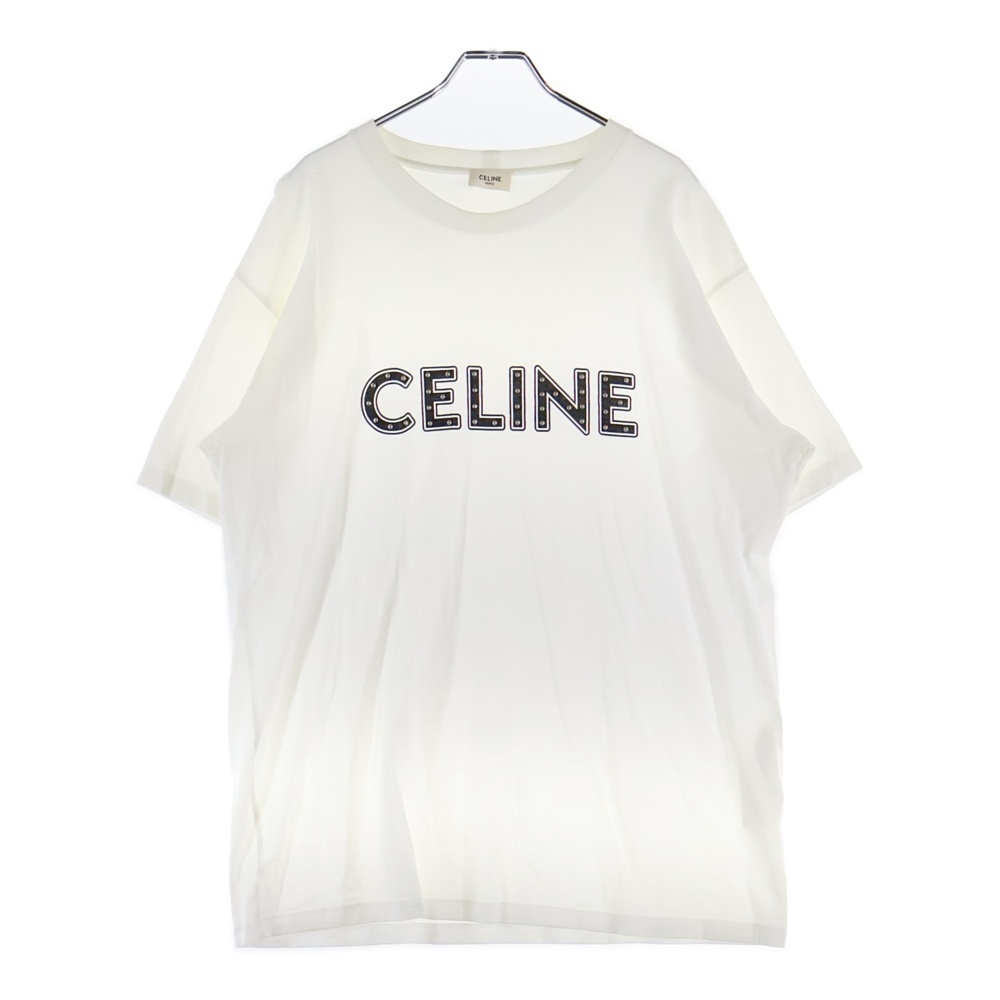 CELINE セリーヌ 21SS Studded Logo S/S Tee スタッズロゴTシャツ 半袖 カットソー ブラック 2X687501F拍卖