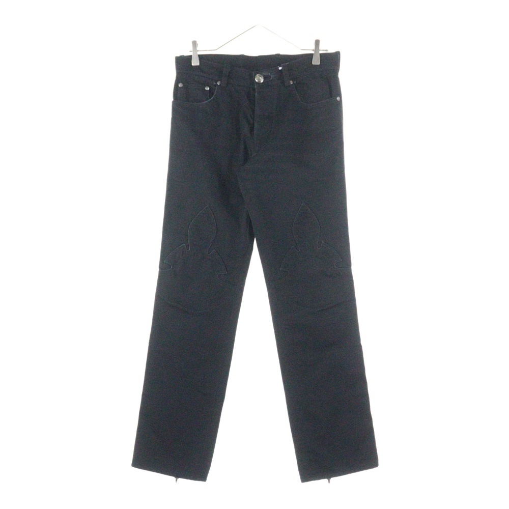 CHROME HEARTS クロムハーツ FLEURKNEE DNM PANTS フレアニー ステッチダガージップデニムパンツ ブラック拍卖