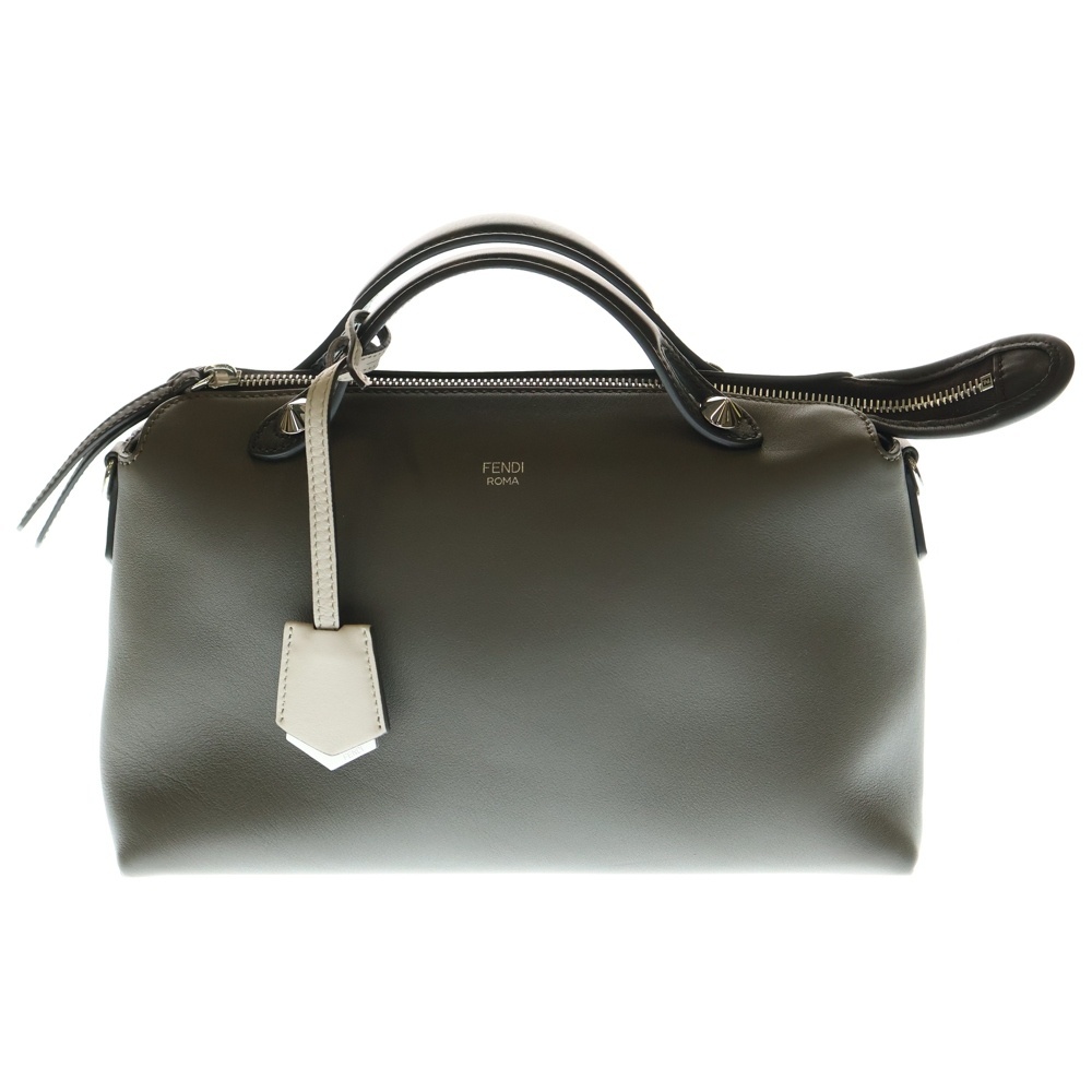 FENDI フェンディ バイザウェイ ミディアム 2WAYバッグ ハンドバッグ ショルダーバッグ グレージュ×ブラック シルバー金具 レザー拍卖