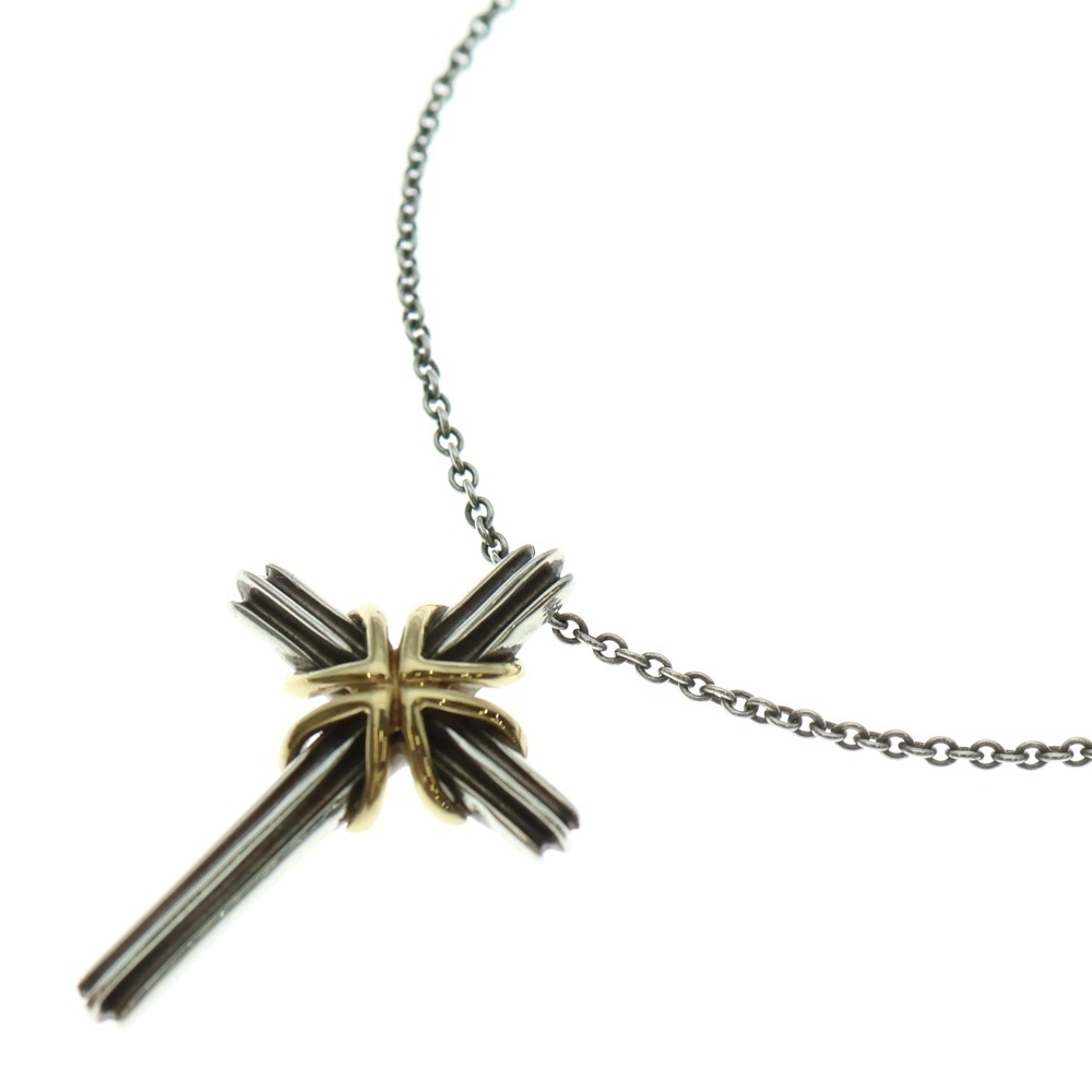 TIFFANY & Co. ティファニー シグネチャー クロス ネックレス ペンダント チェーン シルバー 925×K18 7.3g拍卖