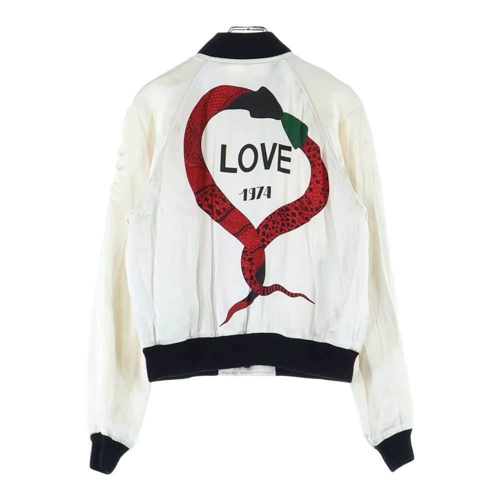 サンローランパリ 17AW LOVE 1974 スネーク バックプリント レーヨン ラグランスリーブ ジップアップジャケット スカジャン 515671拍卖