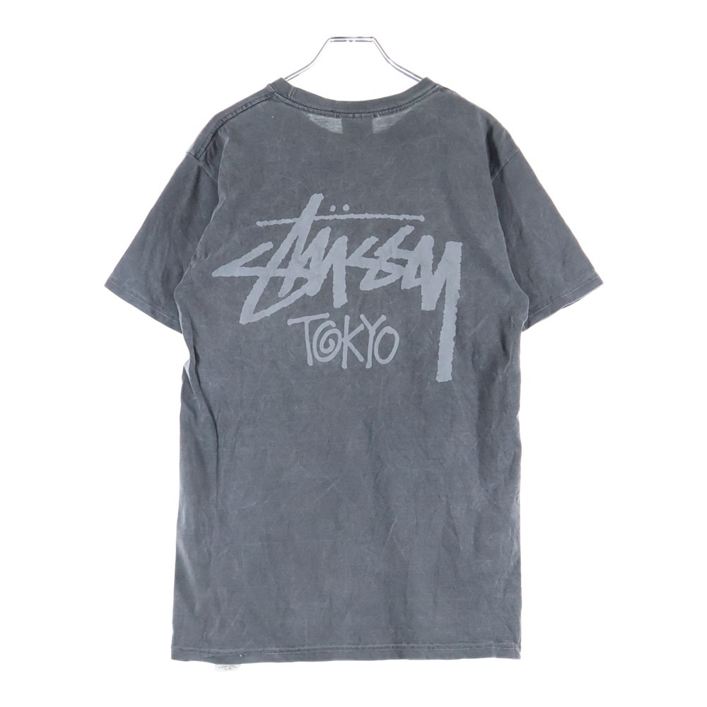 STUSSY ステューシー VINTAGE TOKYO Logo S/S T-Shirts ヴィンテージ加工 東京 ロゴ クルーネック半袖Tシャツカットソー グレー拍卖