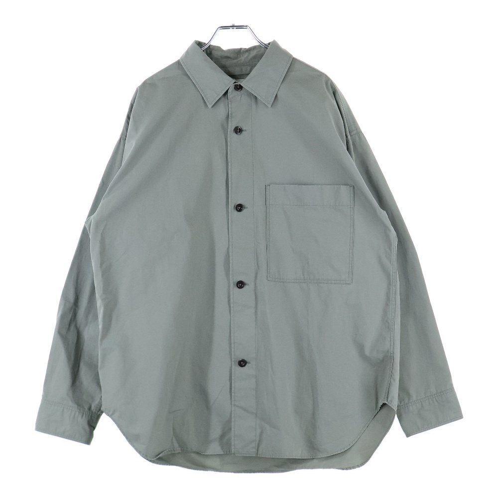 マーガレットハウエル DRY COTTON POPLIN SHIRT ドライコットン ポプリン ロングスリーブ 長袖 シャツジャケット グレー 596-0250502拍卖