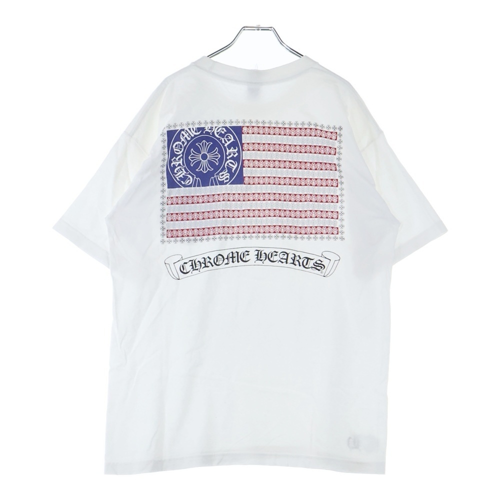 CHROME HEARTS クロムハーツ OLD AMERICAN FLAG DAGGR アメリカンフラッグダガー プリント半袖Tシャツ ホワイト拍卖