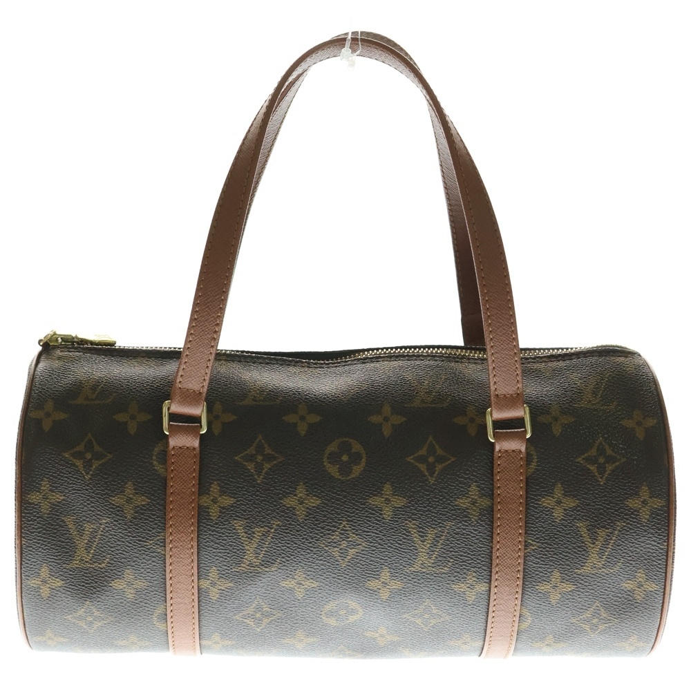 ルイヴィトン モノグラム パピヨン30 ワンショルダーバッグ ハンドバッグ ミニバッグ ブラウン ゴールド金具 レザー×PVC M51385拍卖