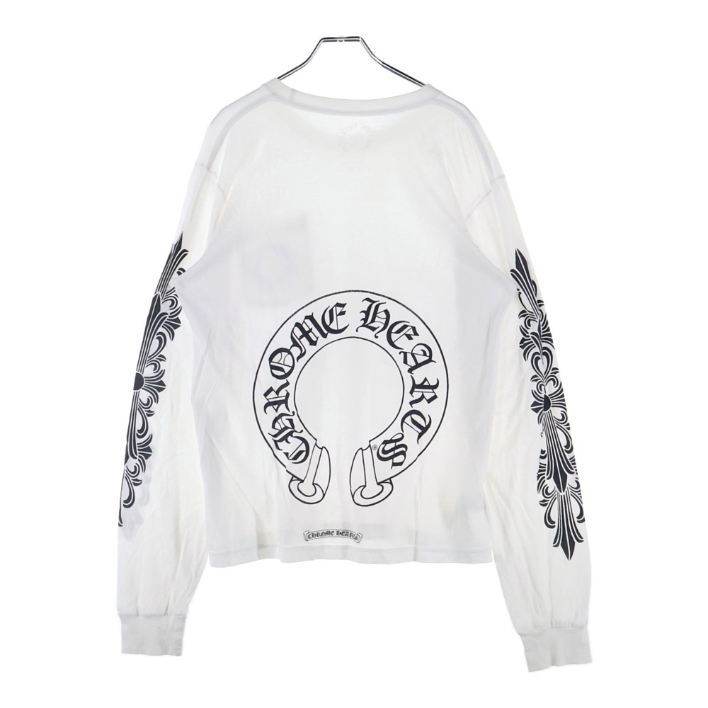 CHROME HEARTS クロムハーツ Horseshoe Arm Floral L/S Tee バックホースシュー アームフローラル 長袖Tシャツ ホワイト拍卖