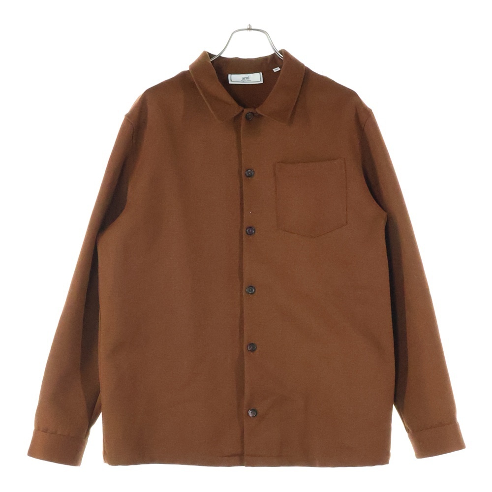 AMI Alexandre Mattiussi アミアレクサンドルマテュッシ 6B 胸ポケット ウール 長袖シャツ ブラウン H16C32拍卖