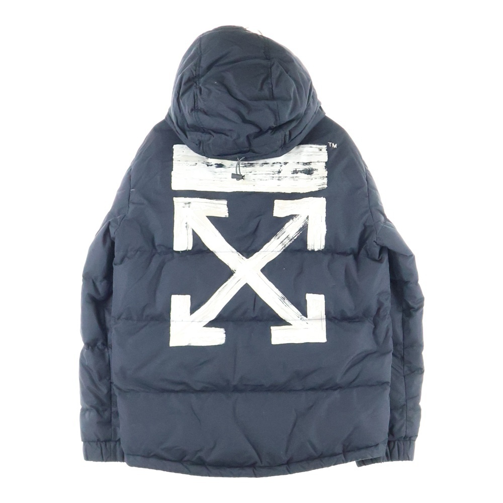 オフホワイト 17AW DIAGONAL BRUSHED ダイアゴナル ブラッシュド バックデザイン フーデッド ダウンジャケット ブラック OMED005F17576004拍卖