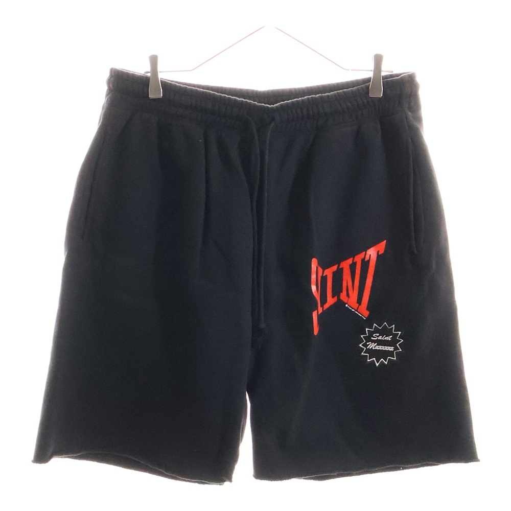 SAINT MICHAEL セントマイケル 24SS SWEAT SHORTS ロゴプリント スウェットハーフパンツ ショートパンツ ブラック SM-YS8-0000-046拍卖