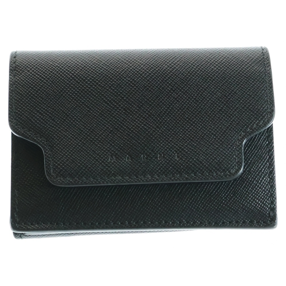 MARNI マルニ フロントロゴ レザー 三つ折り コンパクトウォレット 財布 ブラック PFMOW02U07拍卖