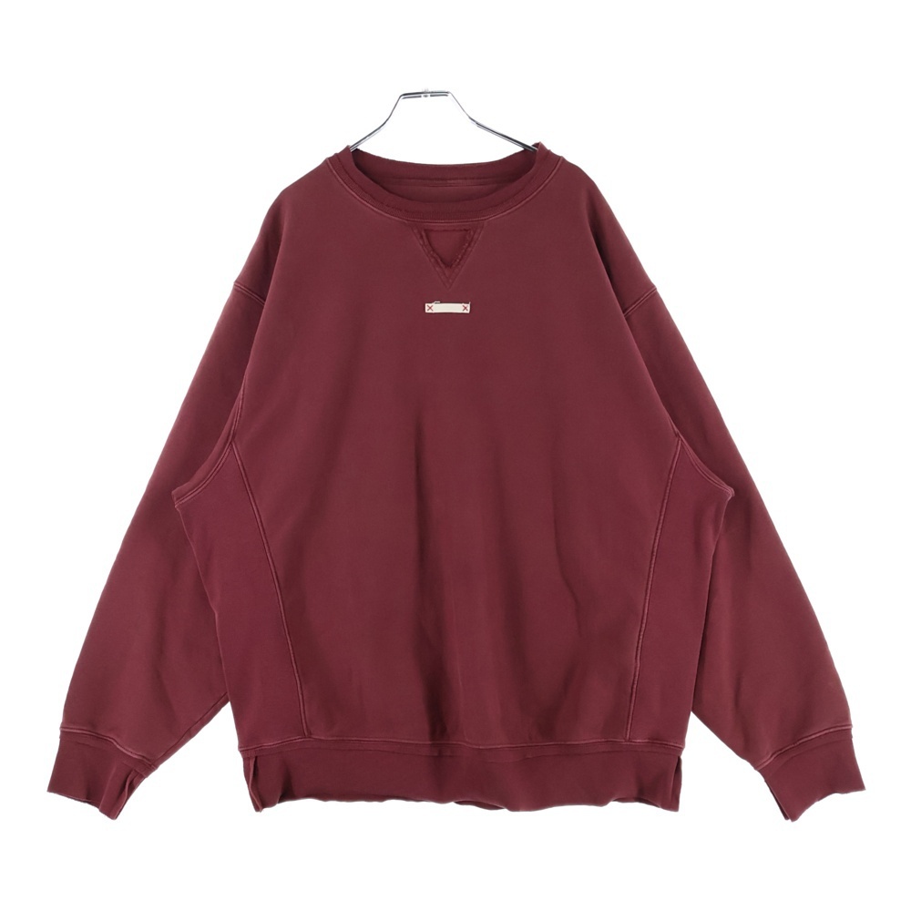 Maison Margiela 10 メゾン マルジェラ フロントパッチ ダメージ加工 ダブルクルーネック スウェットトレーナー バーガンディ S50GU0185拍卖