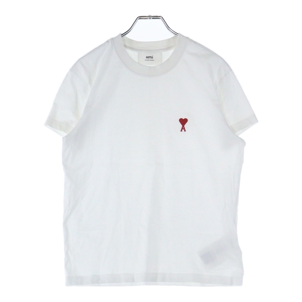 ami paris アミパリス AMI DE COEUR アミ ドゥクール ワンポイントロゴ刺繍 クルーネック 半袖Tシャツ カットソー ホワイト BFUTS001.724拍卖