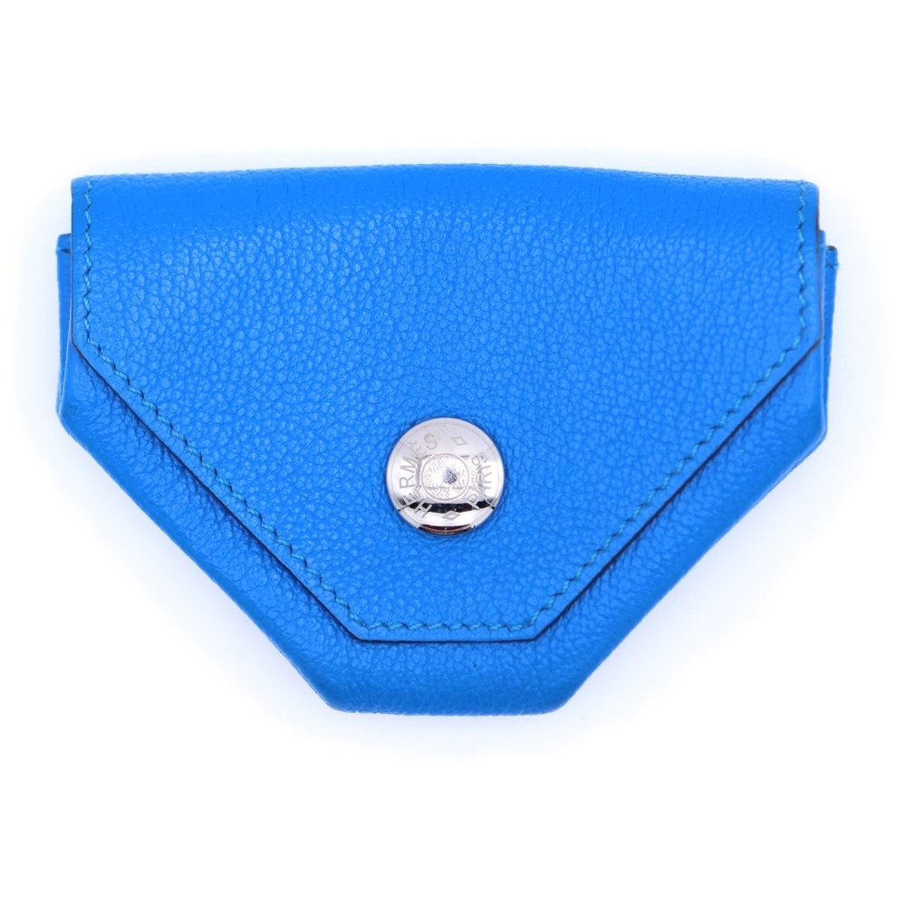 HERMES エルメス ルヴァンキャトル A刻印 シルバー金具 コインケース ブルー拍卖