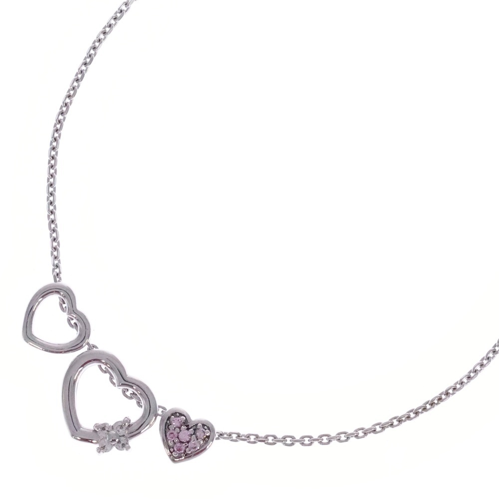 Samantha Tiara ハートモチーフ ラインストーン チェーンネックレス シルバー/ピンク レディース拍卖