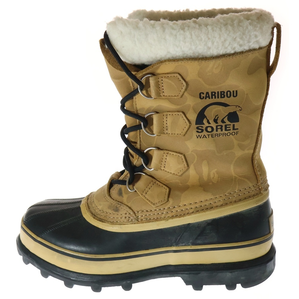 SOREL ソレル ×A BATHING APE CARIBOU BAPE ア ベイシング エイプ サルカモ カリブー スノーブーツ レディース ブラウン NM1517-281拍卖