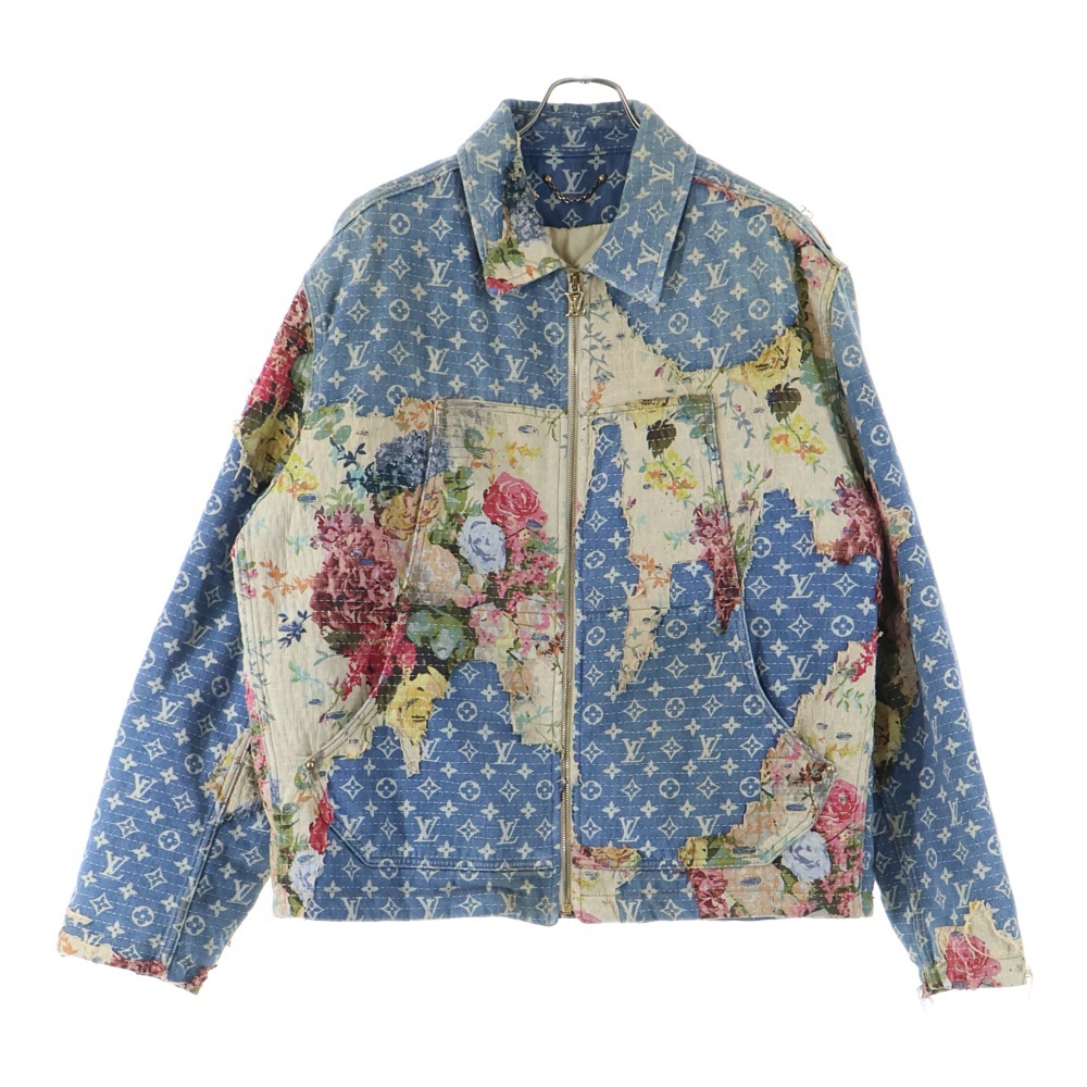 LOUIS VUITTON ルイヴィトン 22AW モノグラム フラワーデザイン デストロイ ワークウェア デニムジャケット インディゴ RM222 JF0 HNA90W拍卖