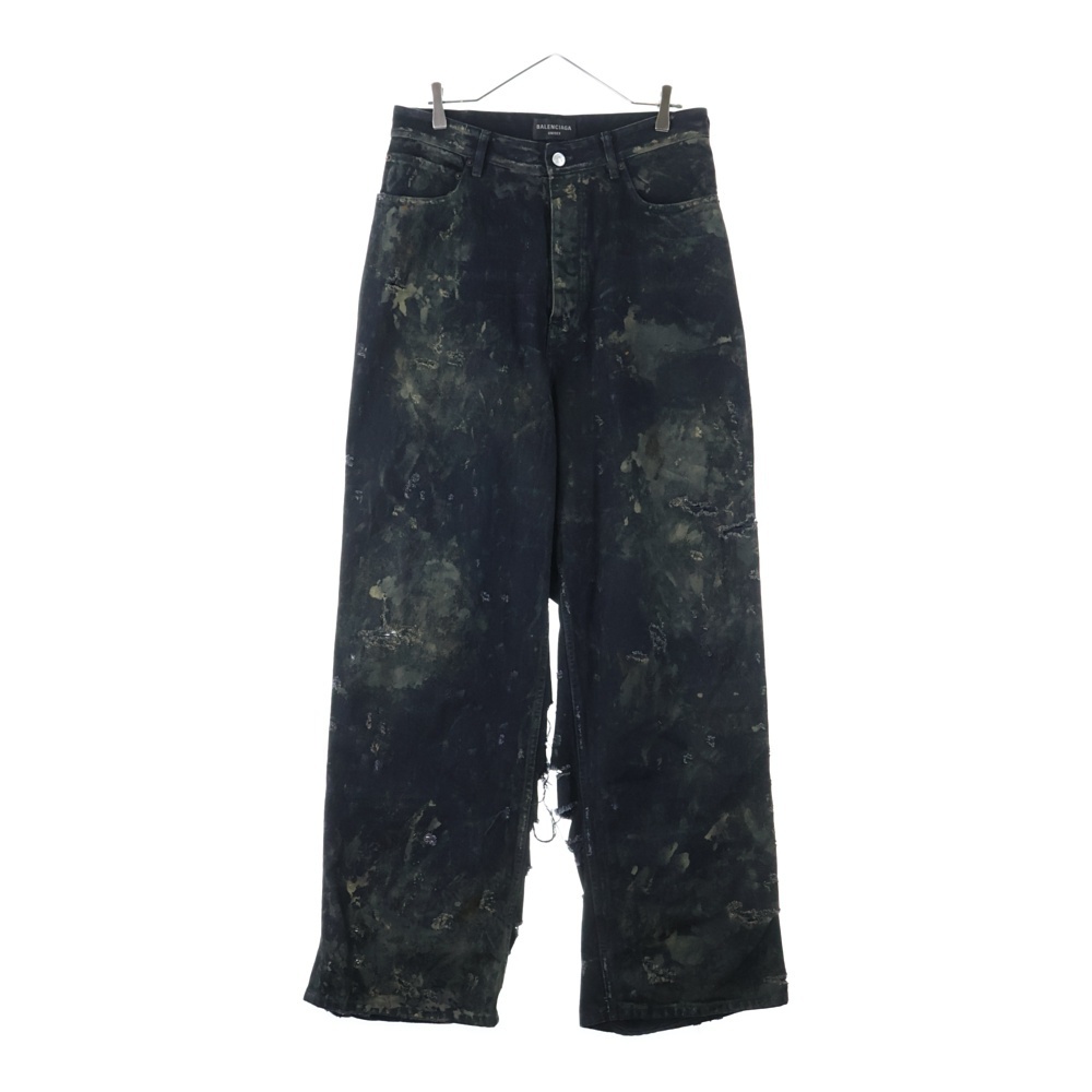BALENCIAGA バレンシアガ 23SS SUPER DESTROYED BAGGY 745248 TBP47 スーパーデトロイトダメージ加工バギーデニムパンツ ブラック拍卖