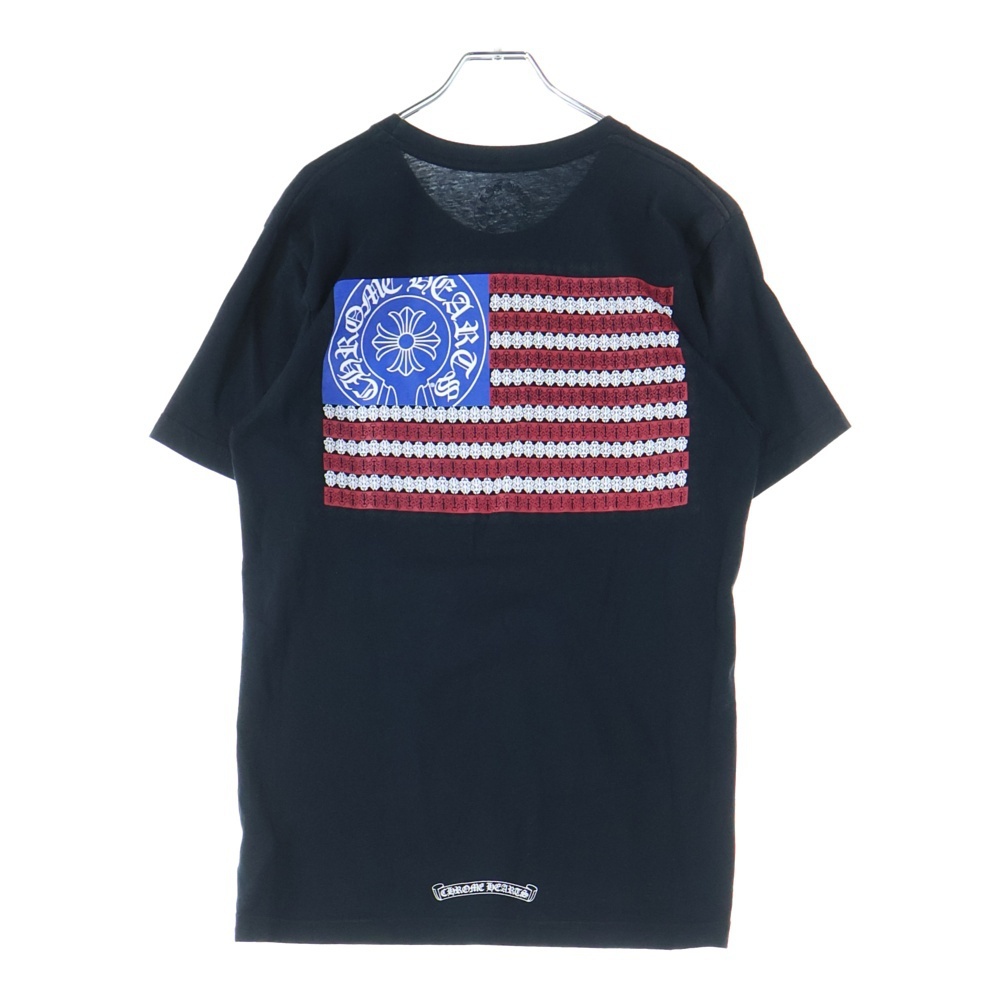 CHROME HEARTS クロムハーツ American Flag Tee アメリカンフラッグTシャツ 星条旗 ホースシュープリント 半袖Tシャツカットソー ブラック拍卖