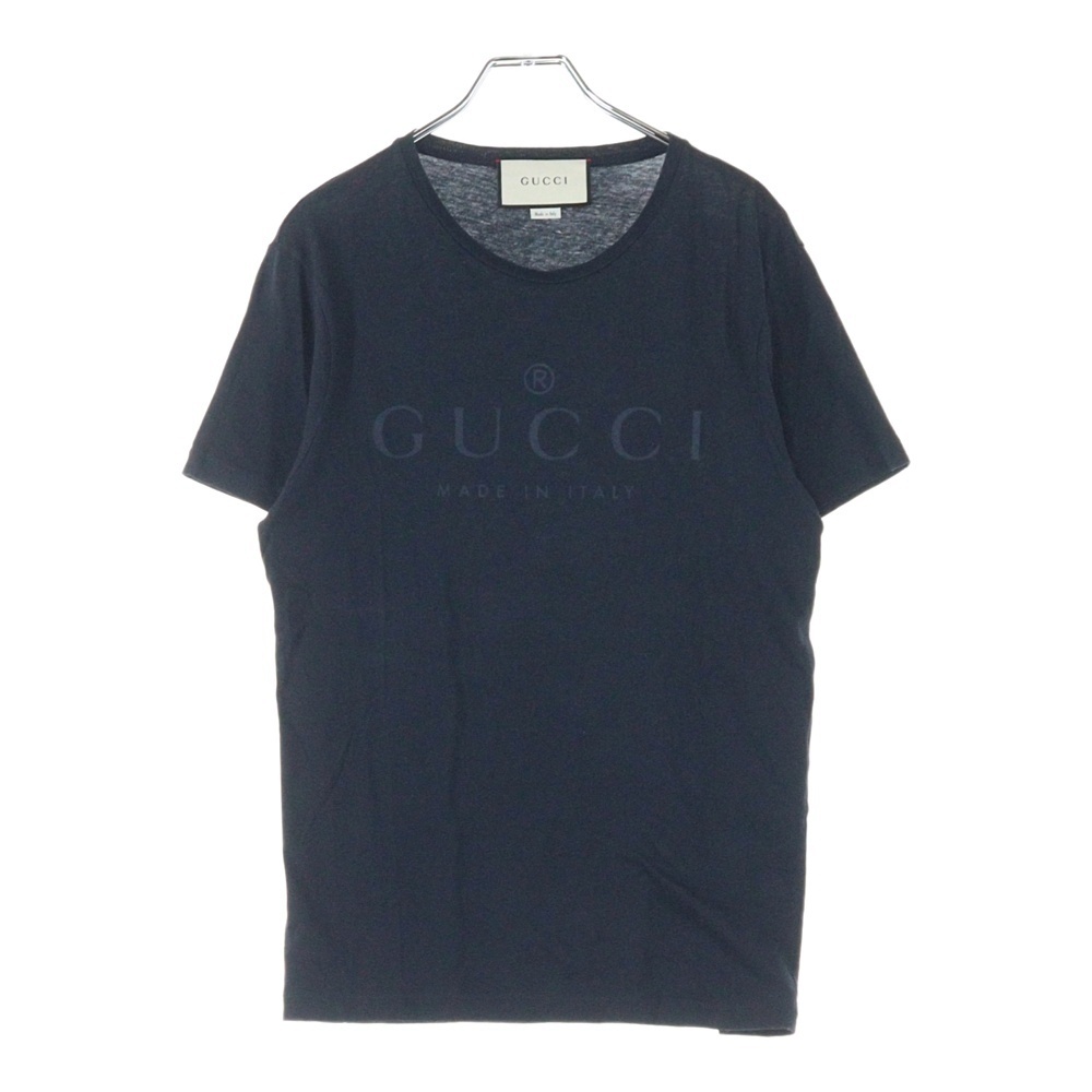 GUCCI グッチ 18SS Tonal Brand Logo Tee フロントロゴプリント 半袖Tシャツ カットソー ネイビー 441685拍卖