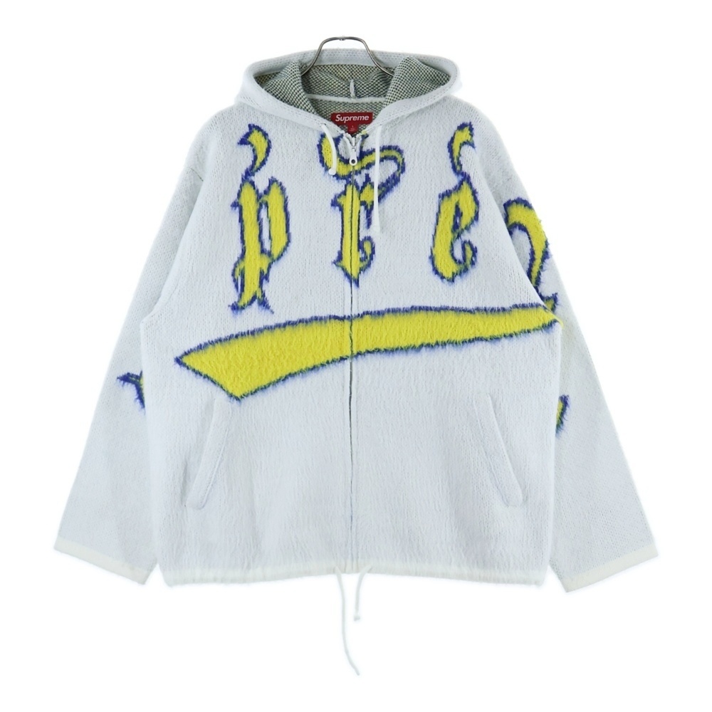 SUPREME シュプリーム 24AW Accent Brushed Zip Up Hooded Sweater モヘアニットジップパーカー セーター ホワイト拍卖