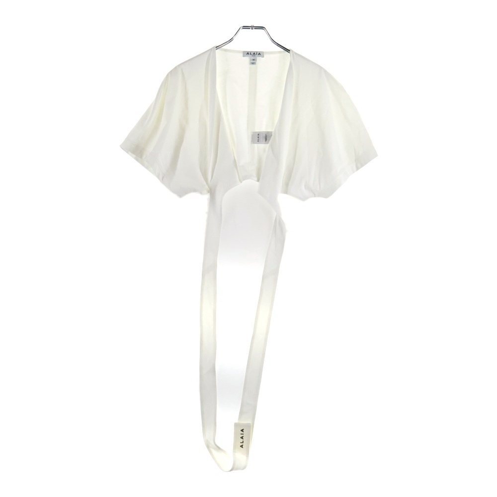 ALAIA アライア ウエストストラップ ロゴクロップトップ レディース ホワイト AA9H04084J010拍卖