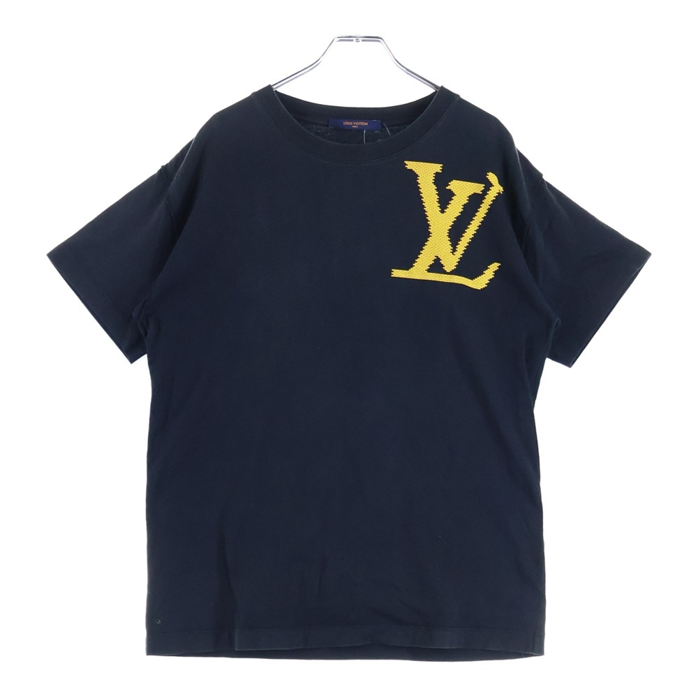 LOUIS VUITTON ルイヴィトン LVロゴ ブリックプリント クルーネック半袖Tシャツカットソー ブラック RM191 LVO HGY97W拍卖