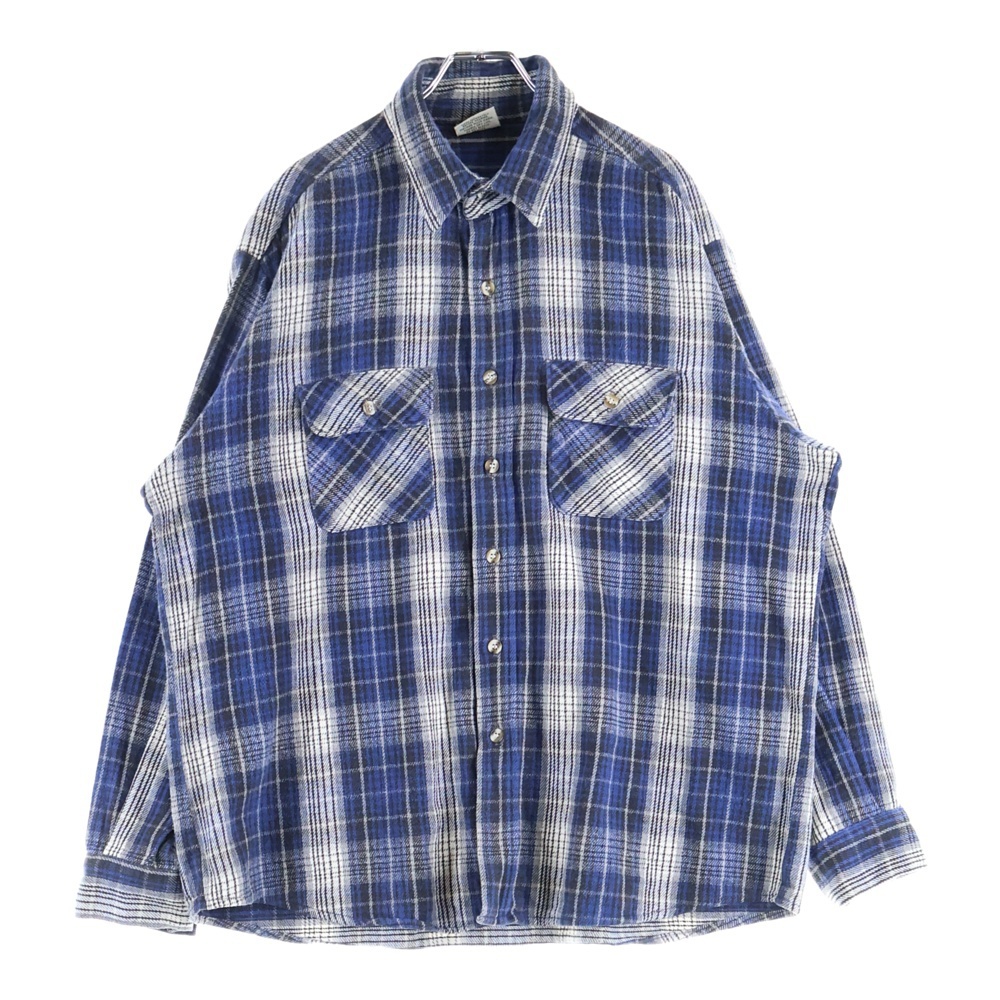 FIVE BROTHERS ファイブブラザー 90s ヘビーネルシャツ チェックシャツ コットン 長袖シャツ ブルー系拍卖