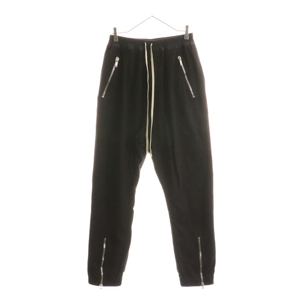 Rick Owens リックオウエンス TECUATL TRACK PANT リブジップ ドローコード スウェット ジョガーパンツ ブラック RU02D6370-BA拍卖