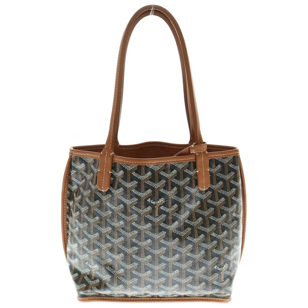 GOYARD ゴヤール アンジュミニ PVC コーティングキャンバス レザー ハンドバッグブラウン拍卖