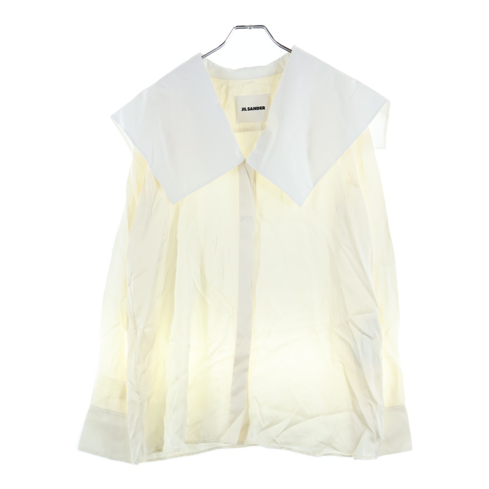 JIL SANDER ジルサンダー 22AW セーラーカラー 長袖レーヨンシャツ ブラウス アイボリー レディース J03DL0017拍卖
