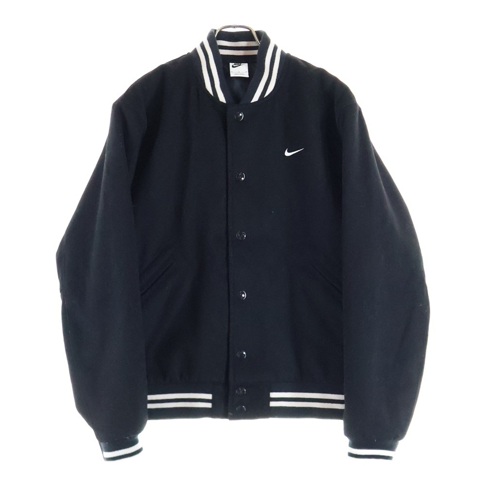 NIKE ナイキ 胸ロゴ刺繍 ウール混バーシティージャケット ブラック HQ3277-010拍卖