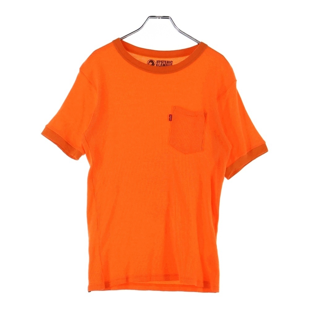 HYSTERIC GLAMOUR ヒステリックグラマー ワッフル クルーネック半袖ポケットTシャツ カットソー オレンジ 02193CE01拍卖