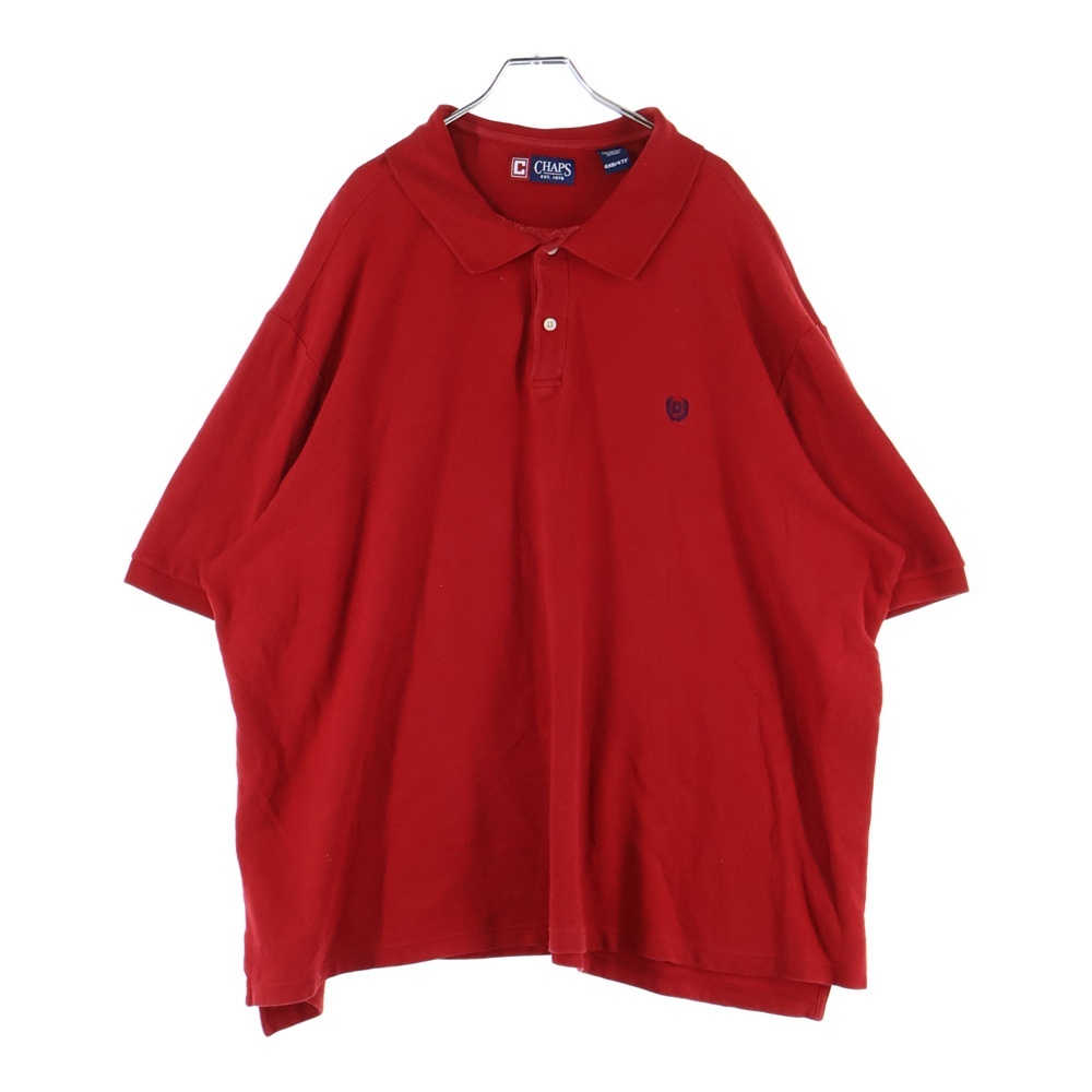 CHAPS チャップス フロント刺繍 コットン 半袖ポロシャツ レッド拍卖