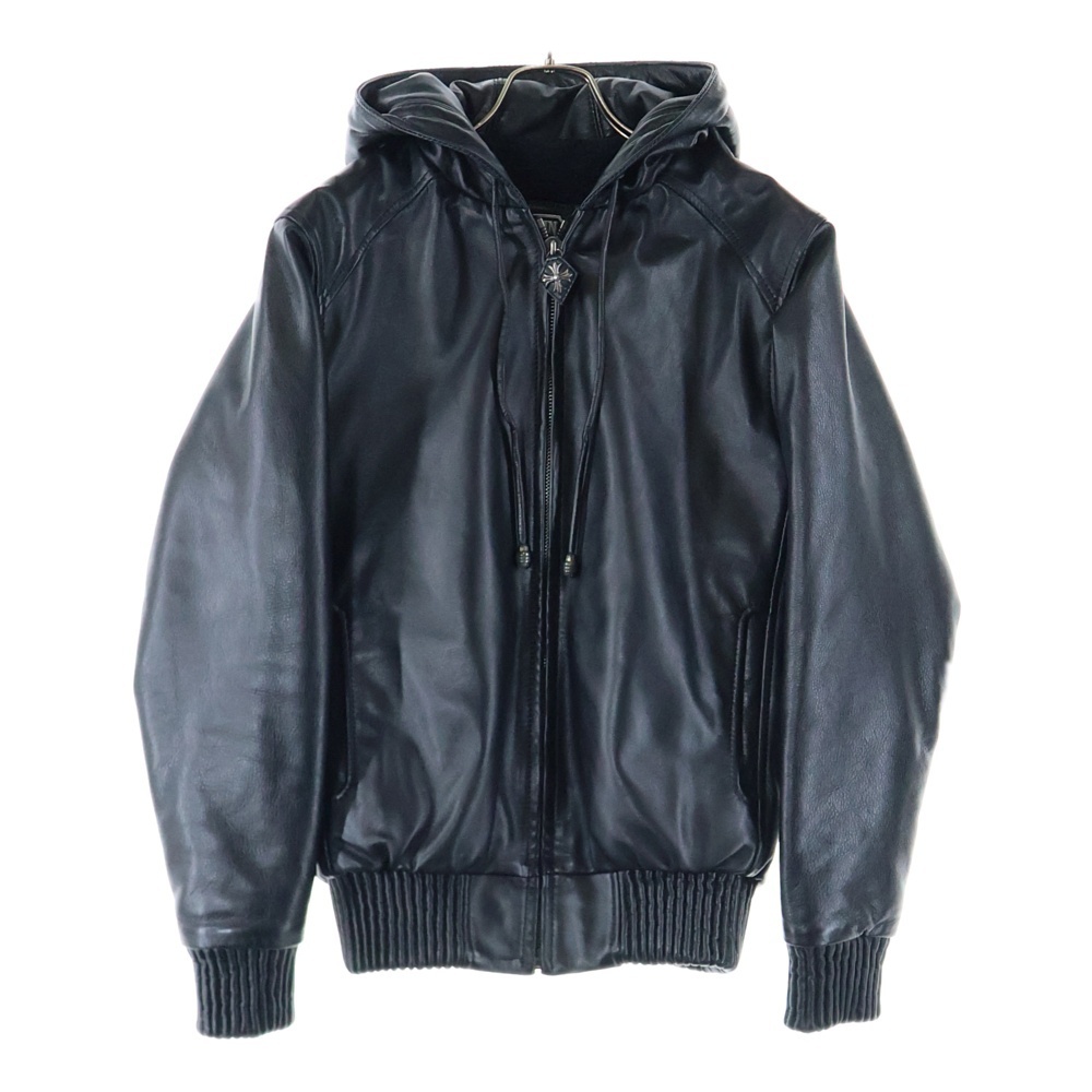 BIGTWIN ビッグツイン LEATHER JACKET クロスコンチョ レザージャケット フーディー ブラック拍卖