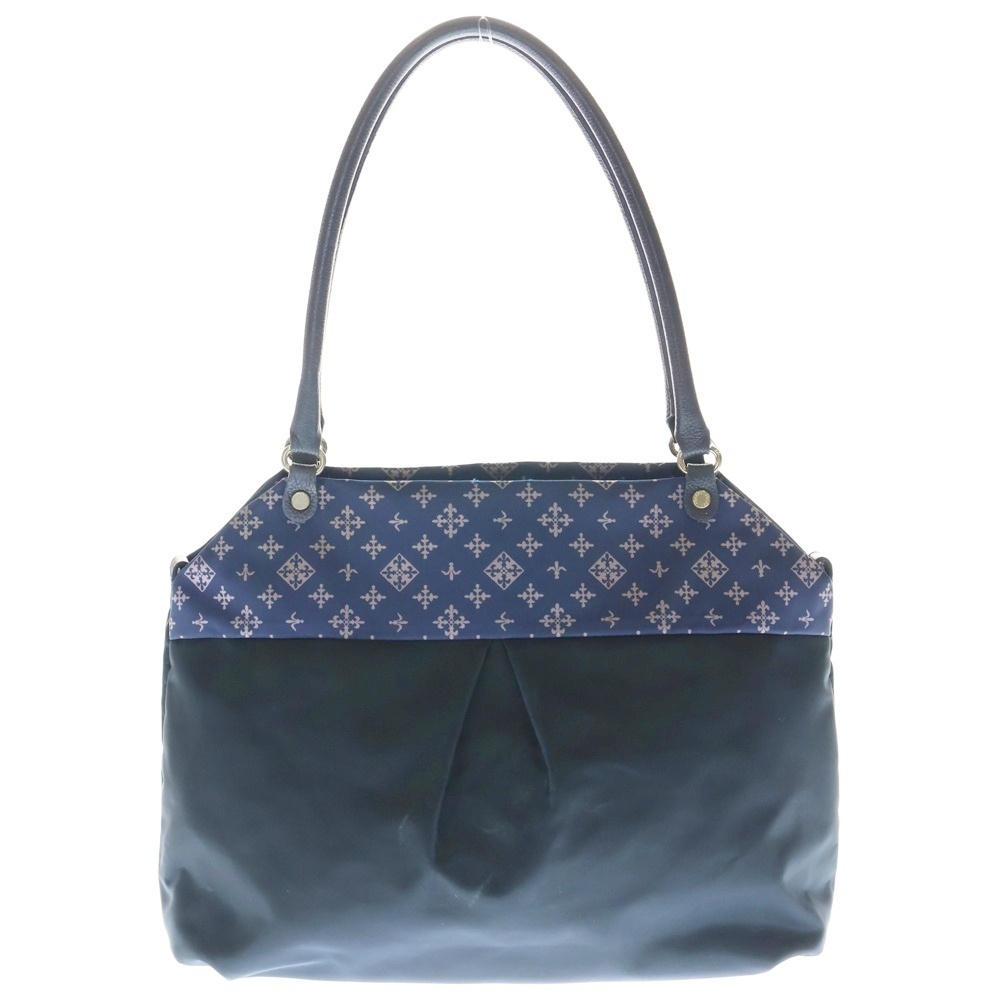 russet ラシット トートバッグ ハンドバッグ ネイビー×ブルー ナイロン ゴールド金具拍卖