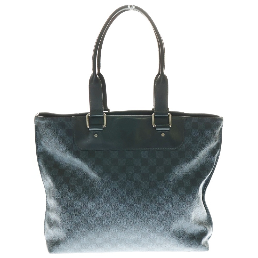 ルイヴィトン ダミエ・コバルト カバヴォワヤージュ トートバッグ ハンドバッグ ネイビー×ブルー シルバー金具 レザー×PVC N41397拍卖