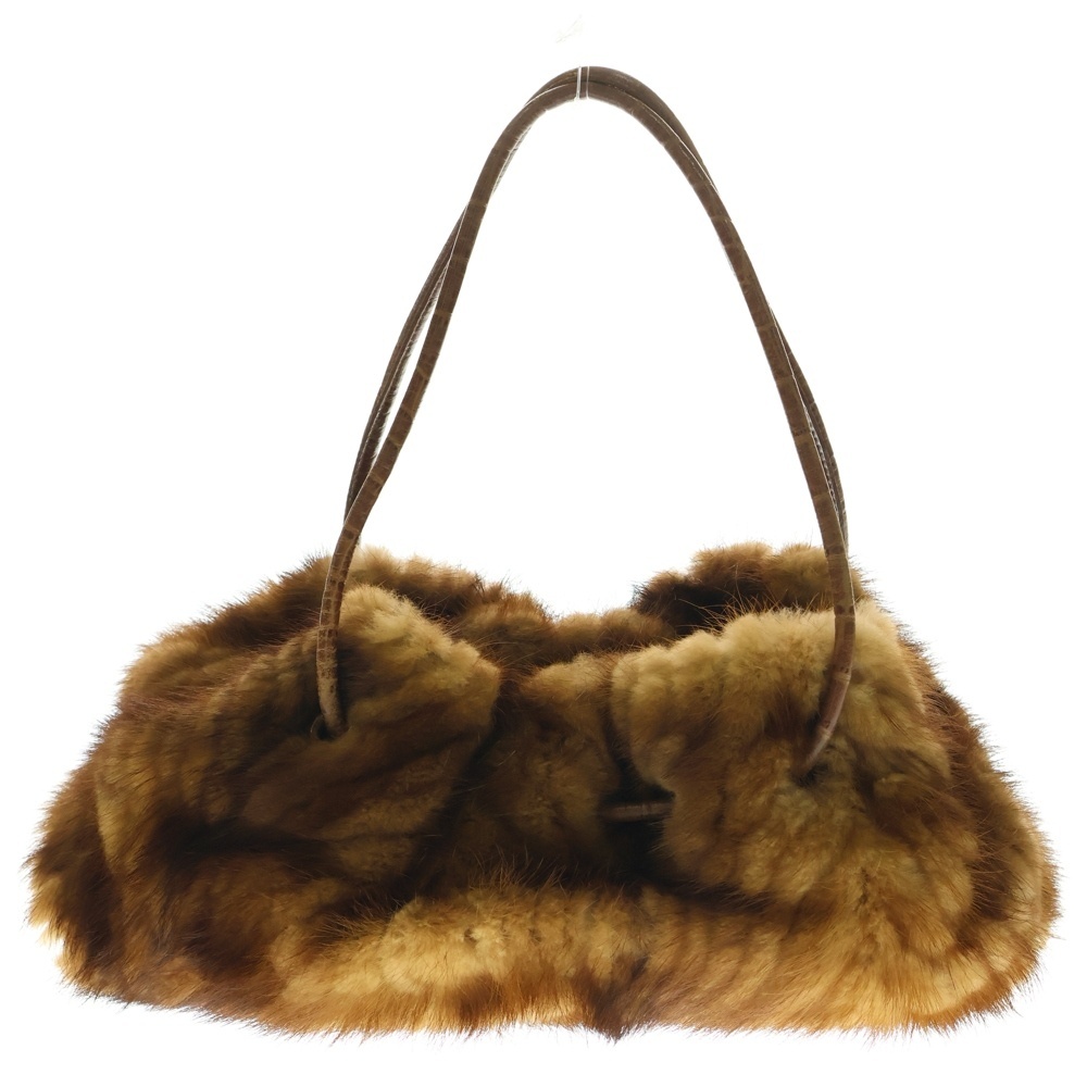 PAOLO MASI ハンドバッグ フェイクファー×レザー ブラウン シルバー金具拍卖